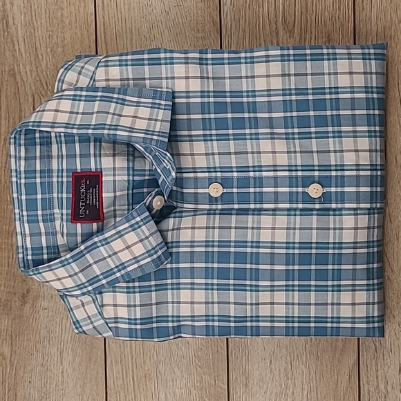 UNTUCKit Other - UNTUCKIT Wrinkle Free Cotton Blue White Plaid Small Long Sleeve Casual‎ Shirt